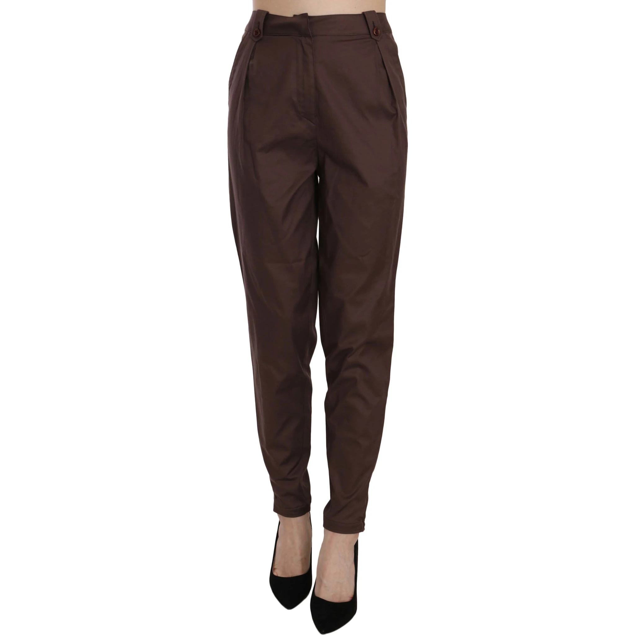 Brown High Waist Tapered Formal Trousers Pants