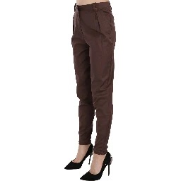 Brown High Waist Tapered Formal Trousers Pants