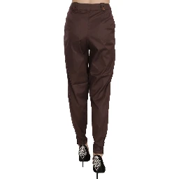Brown High Waist Tapered Formal Trousers Pants