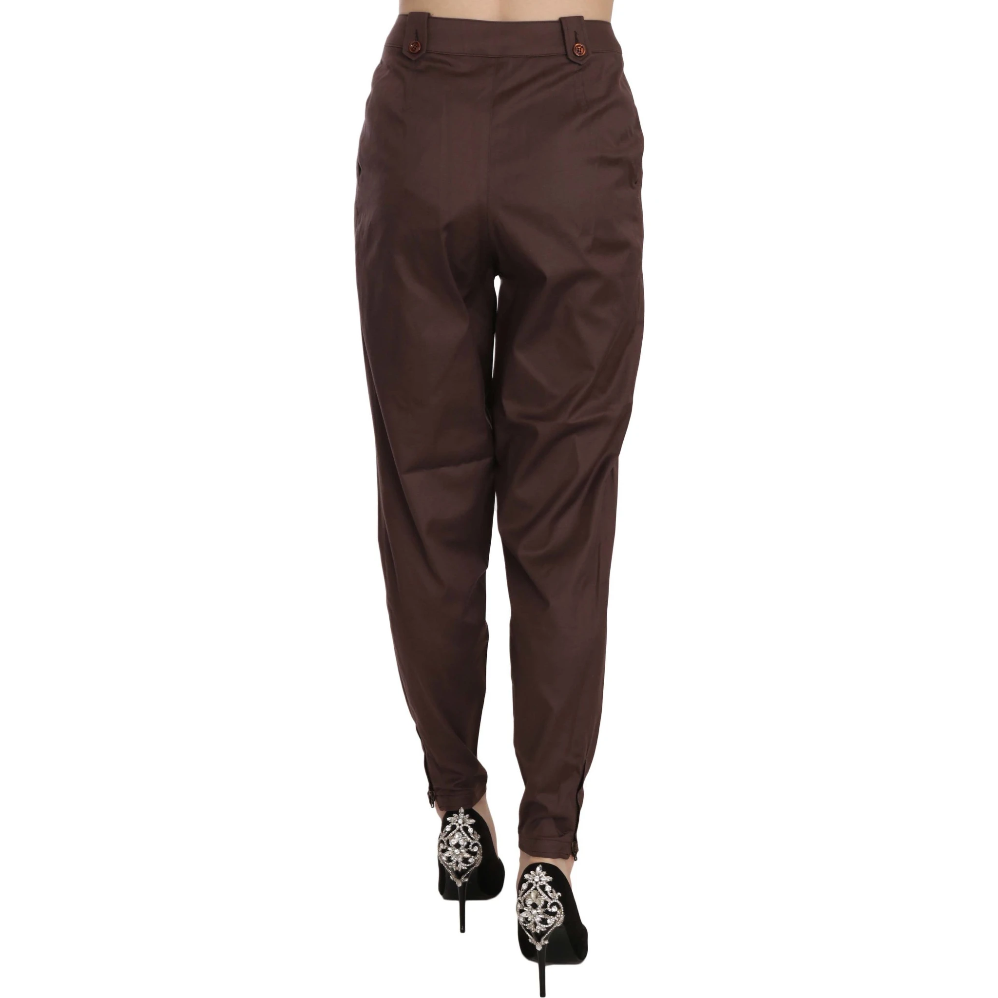 Brown High Waist Tapered Formal Trousers Pants