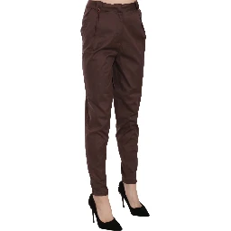 Brown High Waist Tapered Formal Trousers Pants