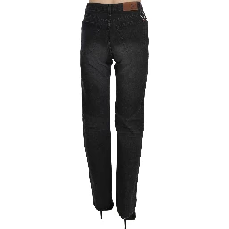 Black Washed High Waist Straight Denim Pants Jeans
