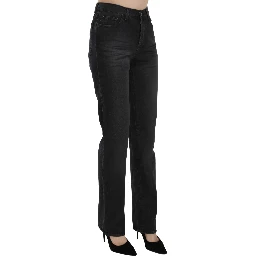 Black Washed High Waist Straight Denim Pants Jeans