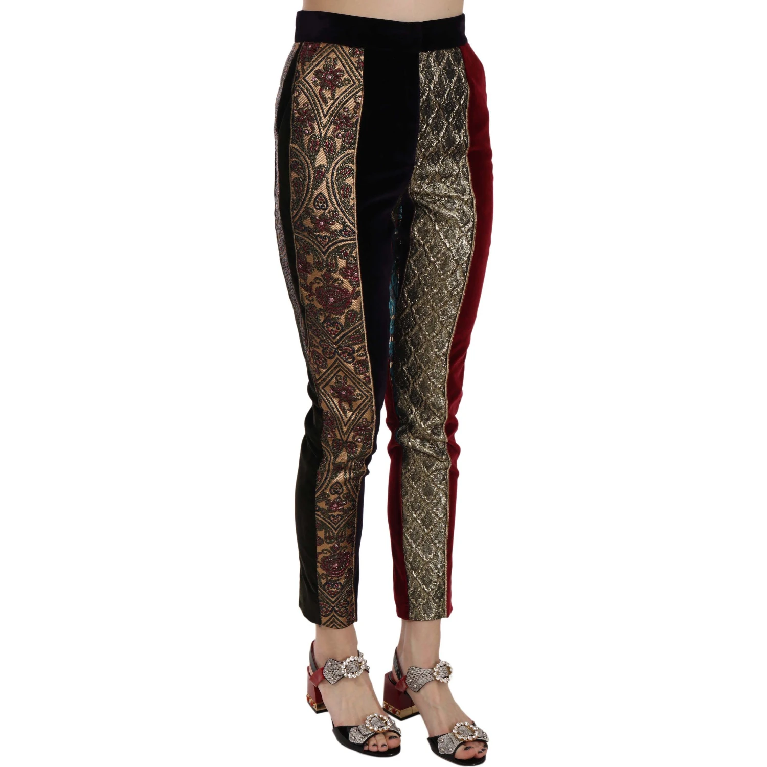 Multicolor Jacquard Cropped Tapered Pants