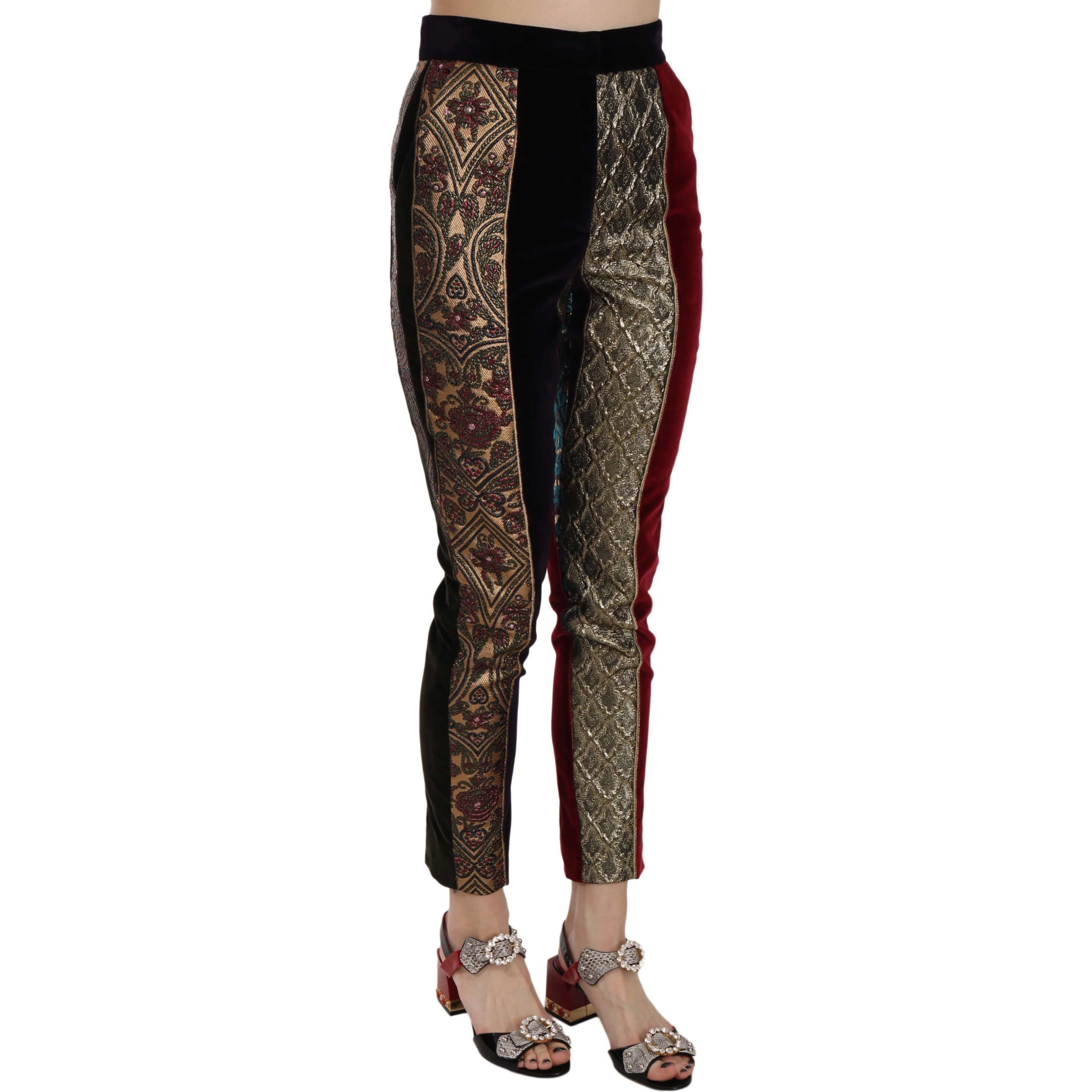 Multicolor Jacquard Cropped Tapered Pants