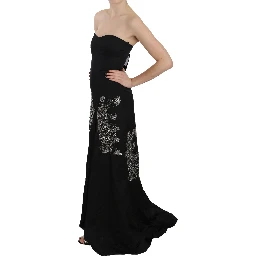 Black Sequined Flare Ball Gown Dress