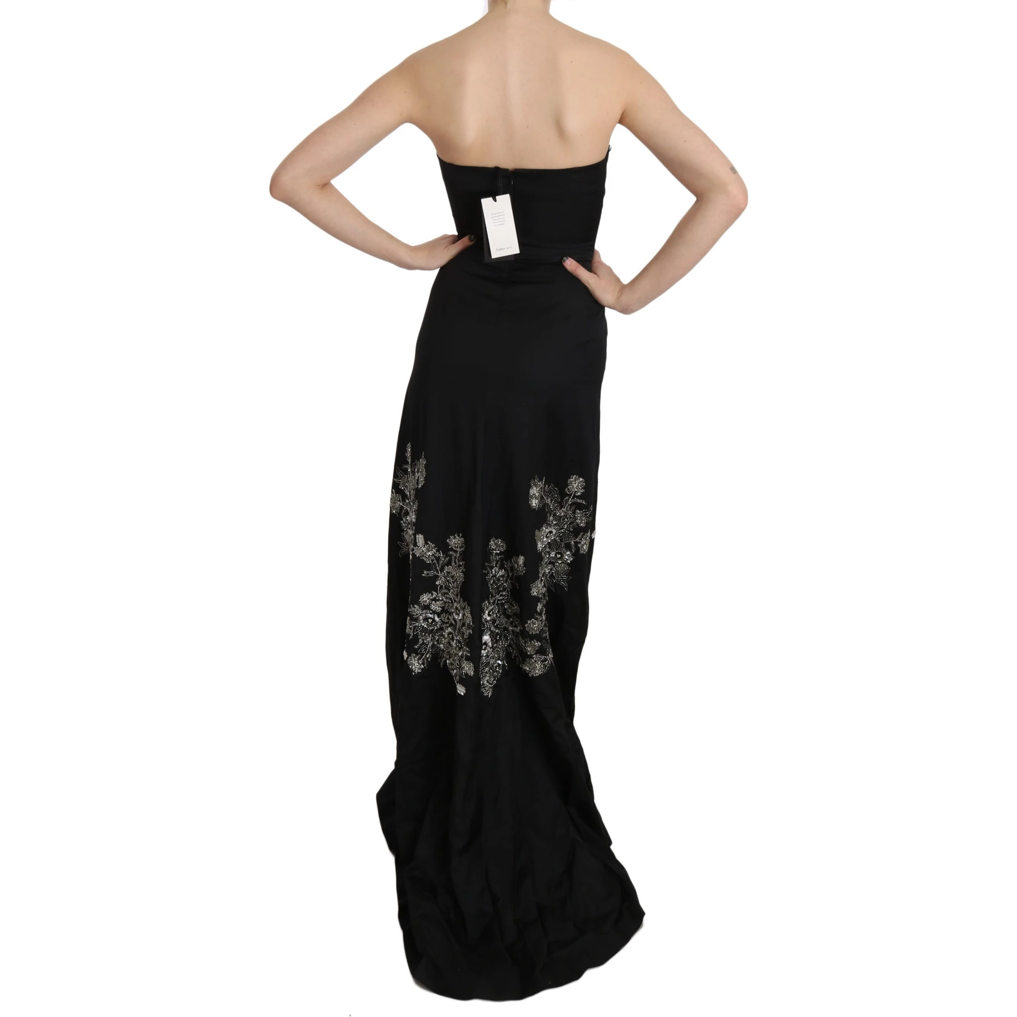 Black Sequined Flare Ball Gown Dress