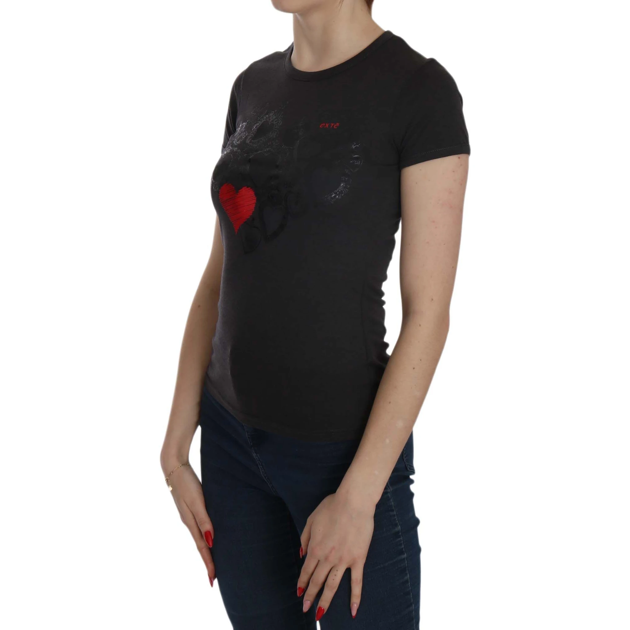 Black Hearts Print Short Sleeve Casual Shirt Top