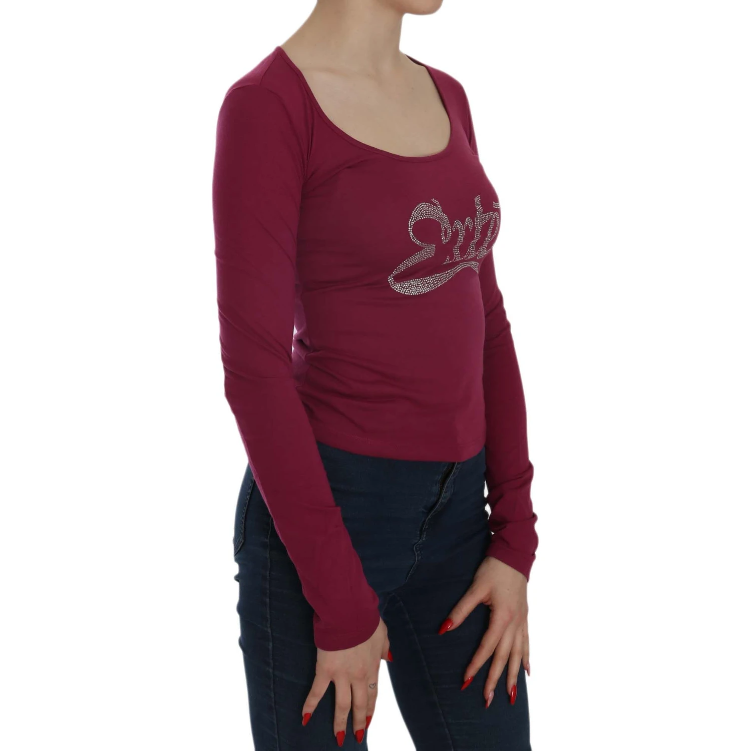 Crystal Embellished Long Sleeve Casual Top