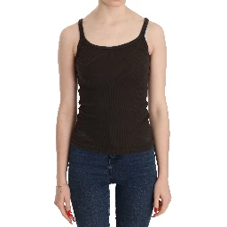 Dark Brown Sleeveless Spaghetti Strap Blouse