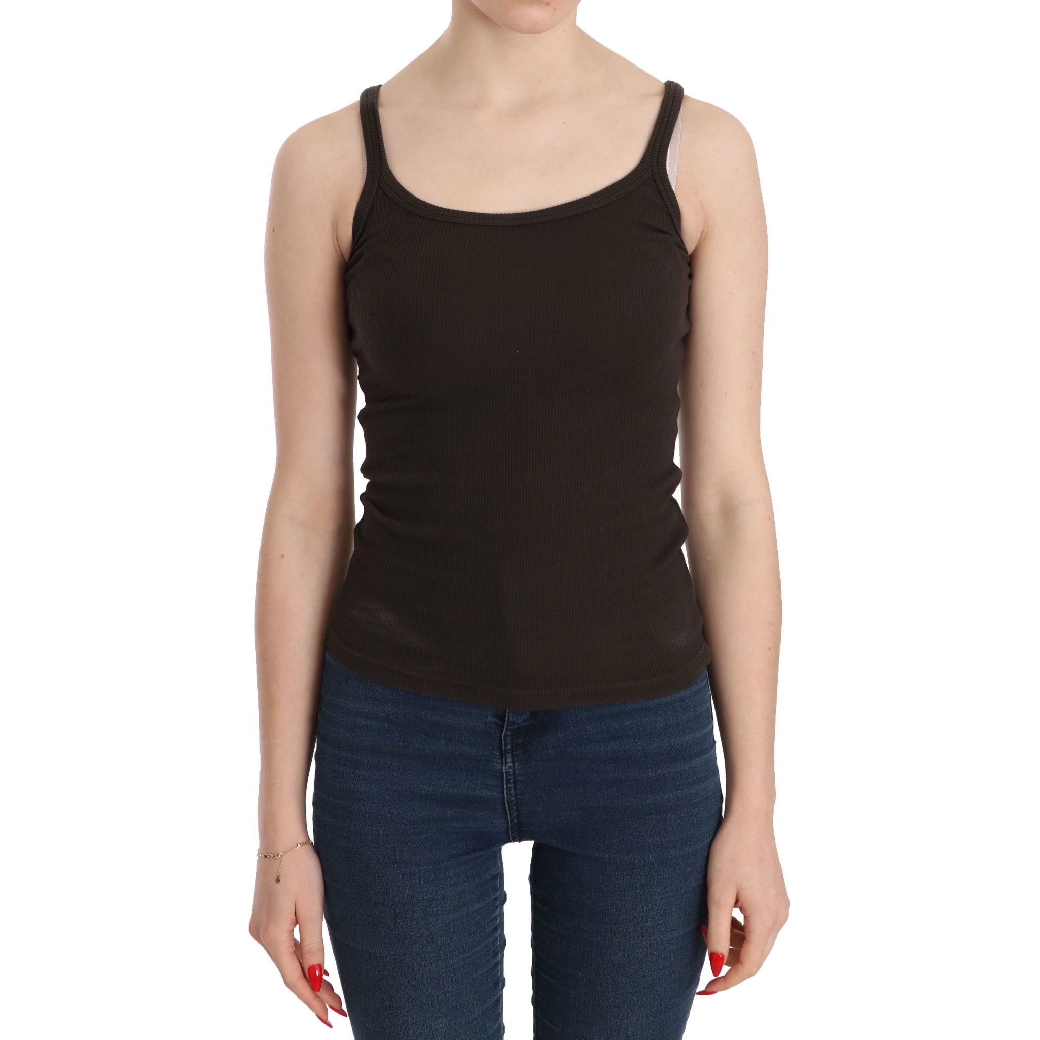 Dark Brown Sleeveless Spaghetti Strap Blouse