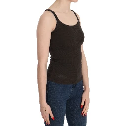Dark Brown Sleeveless Spaghetti Strap Blouse
