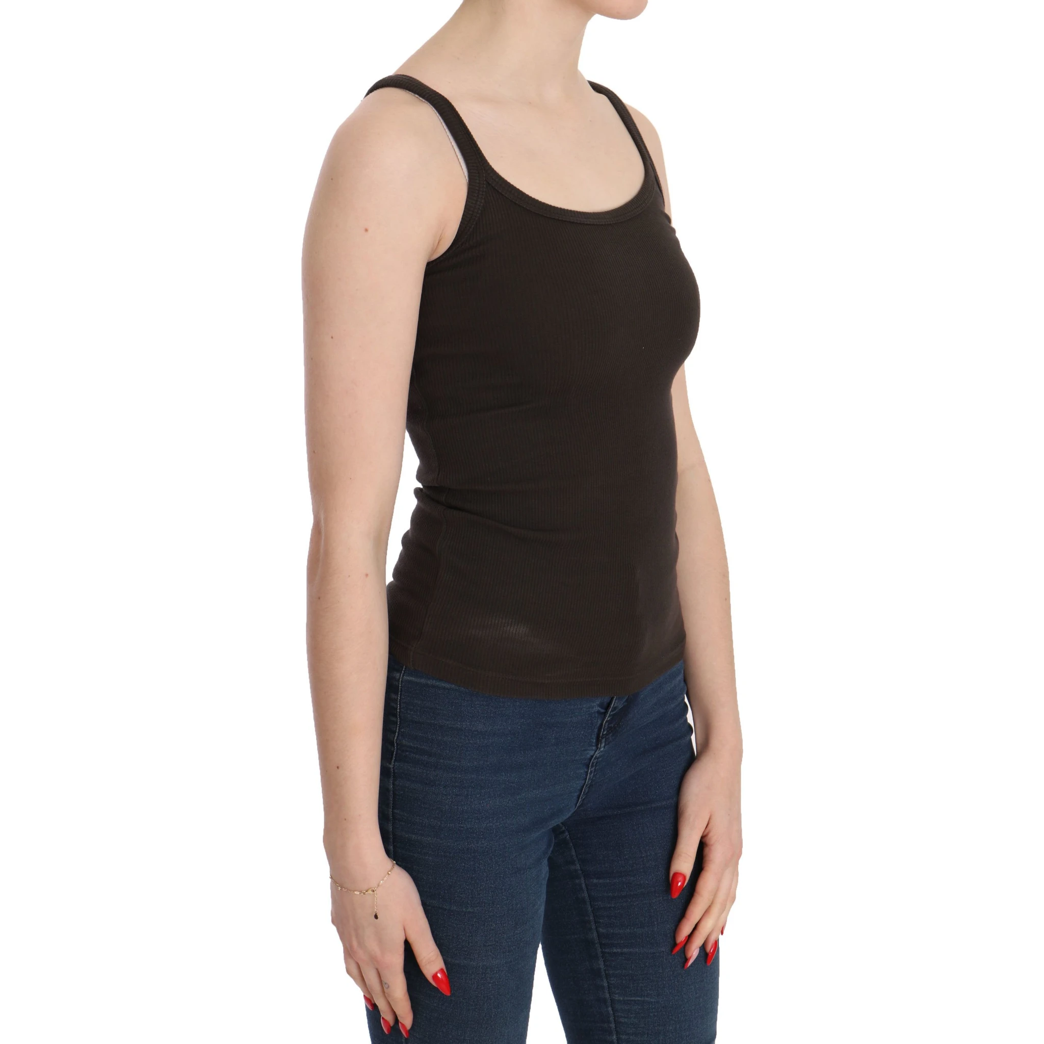 Dark Brown Sleeveless Spaghetti Strap Blouse