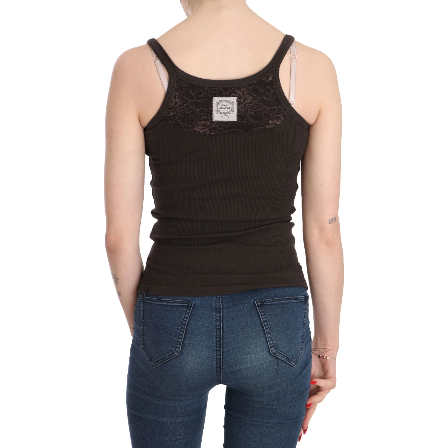 Dark Brown Sleeveless Spaghetti Strap Blouse
