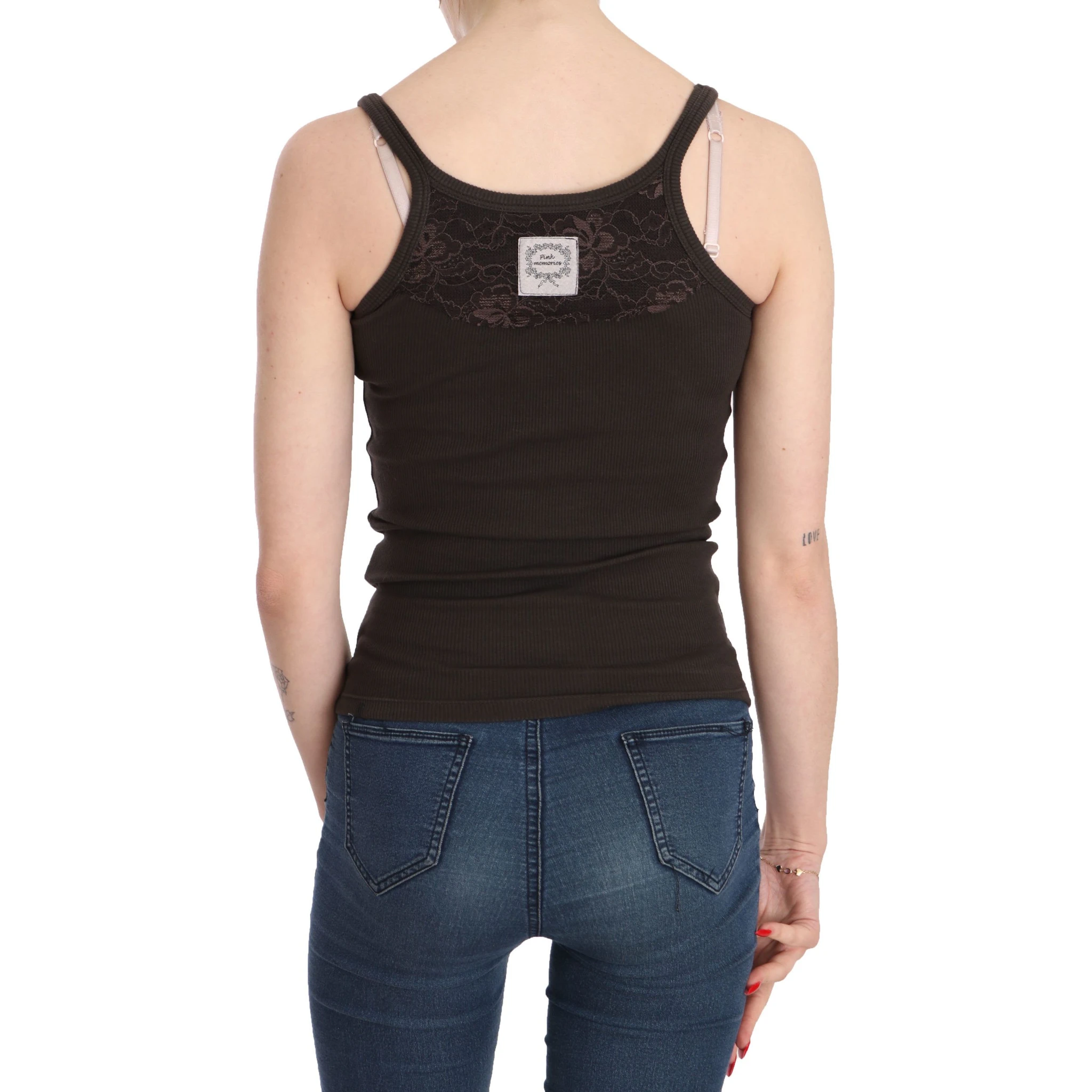 Dark Brown Sleeveless Spaghetti Strap Blouse