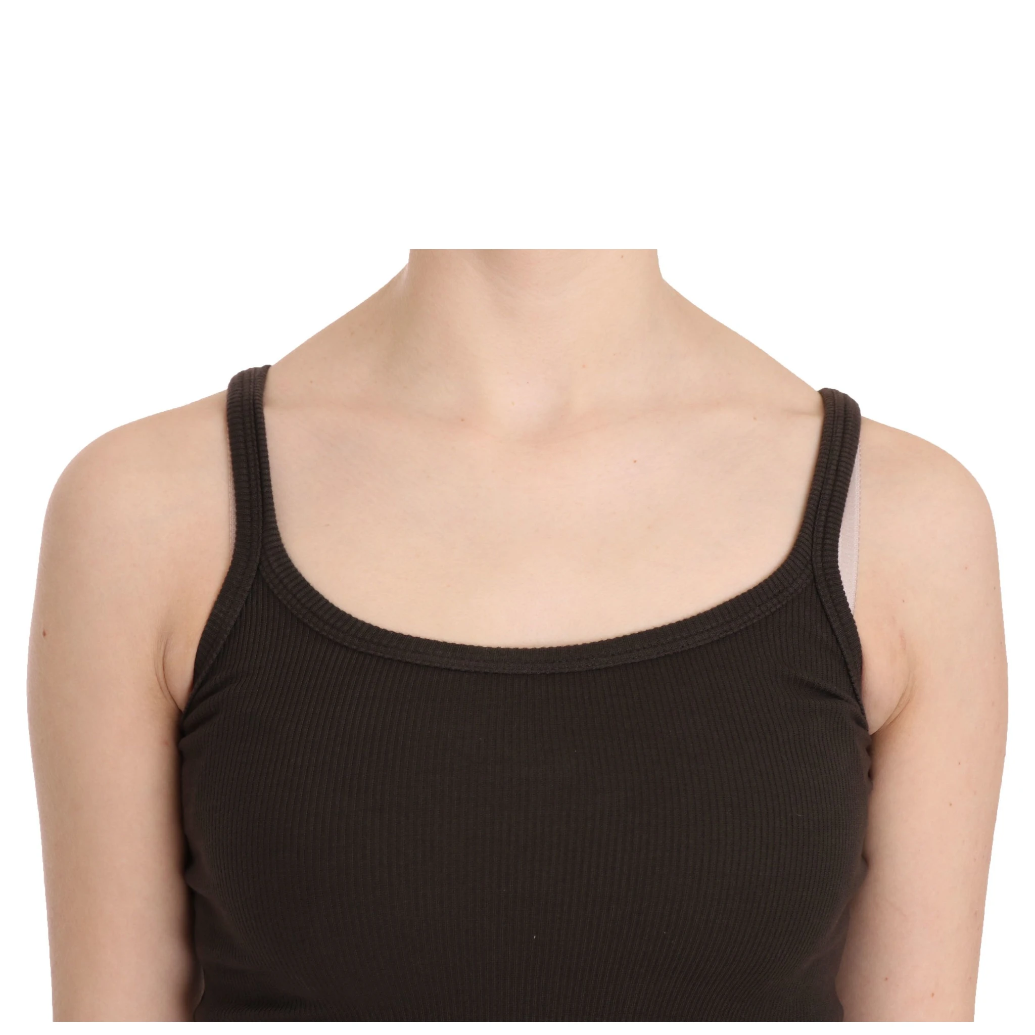 Dark Brown Sleeveless Spaghetti Strap Blouse