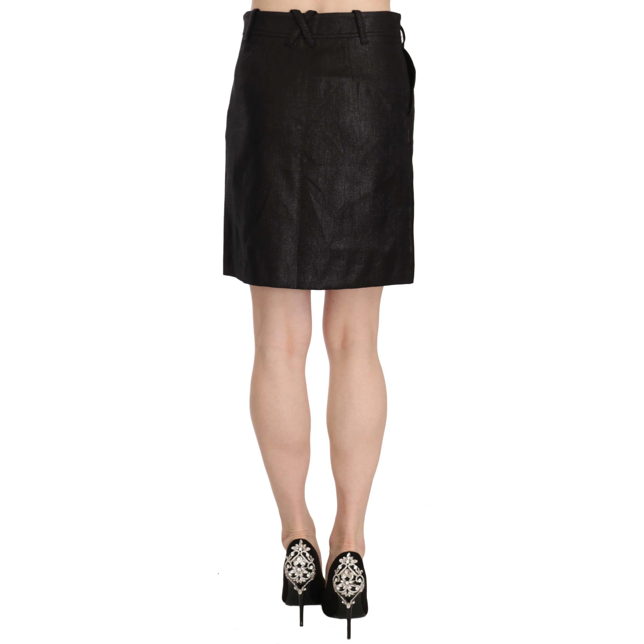 Black High Waist Curdoroy A-line Mini Skirt