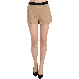 Shorts Beige Cotton Mid Waist Mini Short
