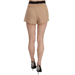 Shorts Beige Cotton Mid Waist Mini Short