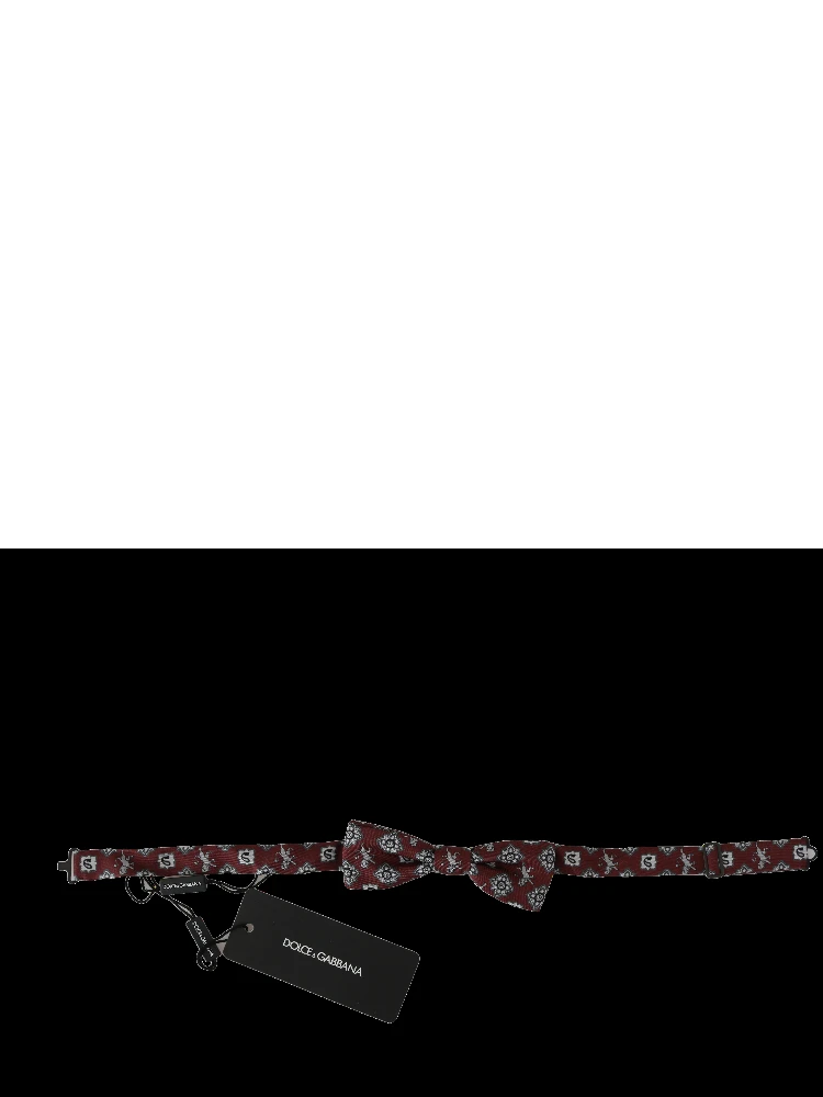 Men Bordeaux Maroon Lion Silk Adjustable Neck Bow Tie