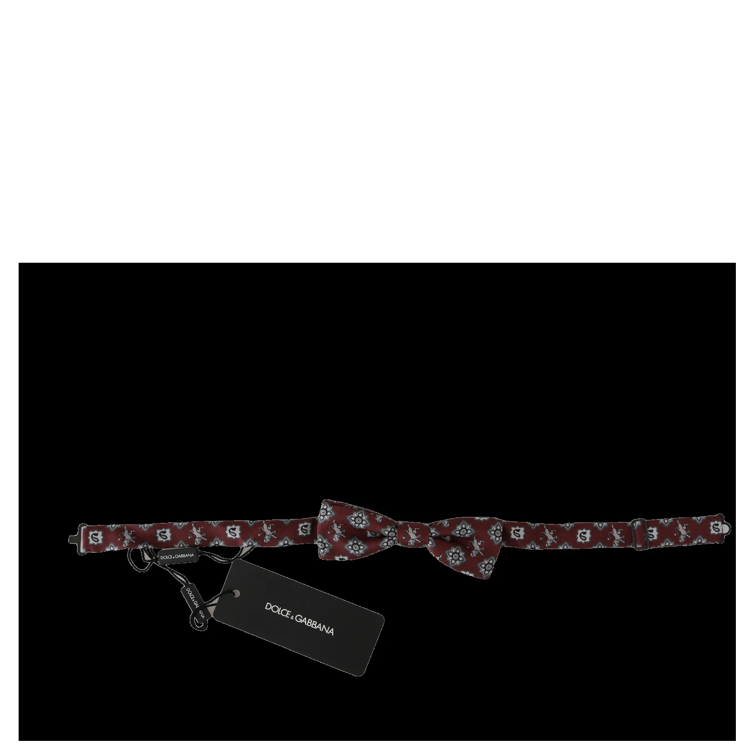 Men Bordeaux Maroon Lion Silk Adjustable Neck Bow Tie