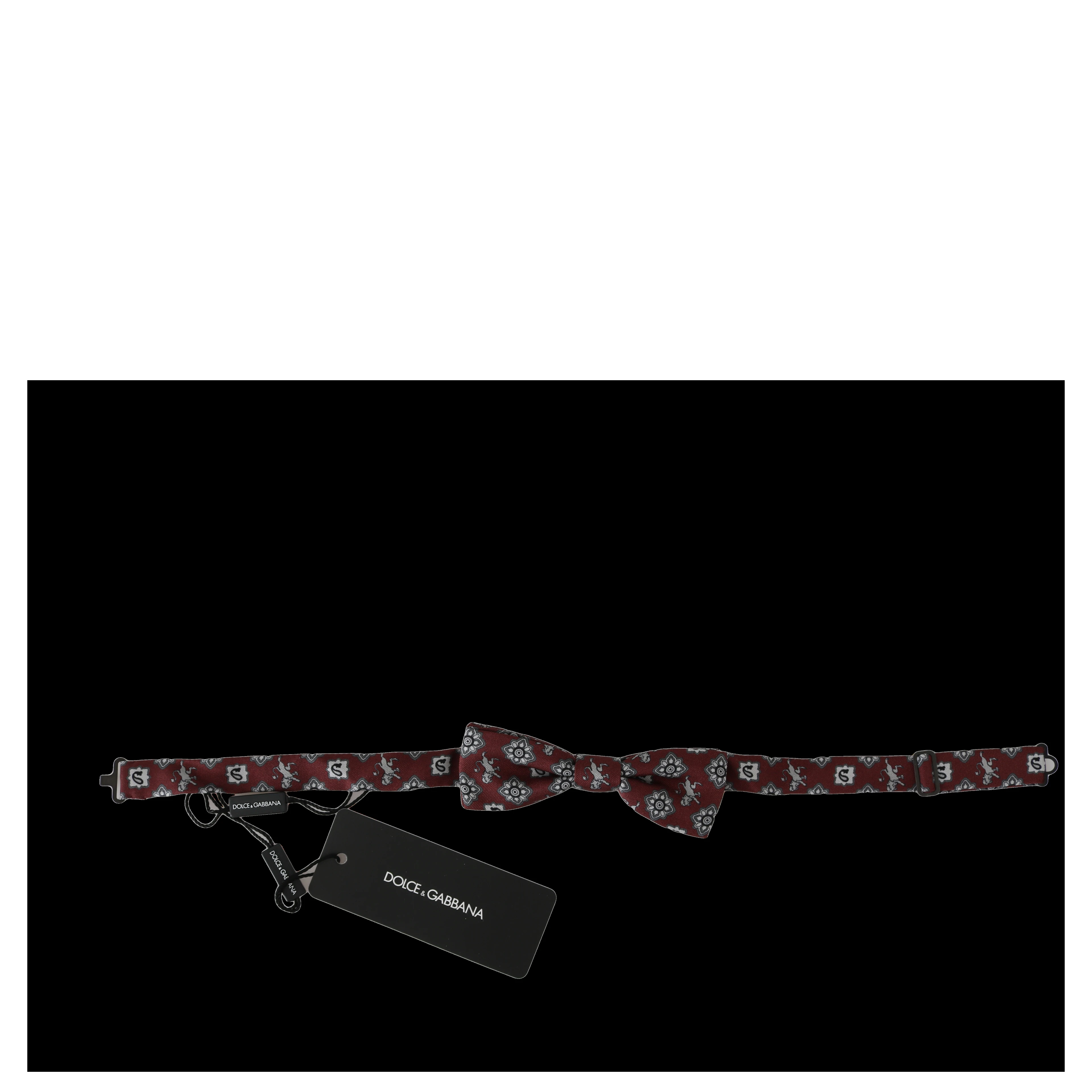 Men Bordeaux Maroon Lion Silk Adjustable Neck Bow Tie