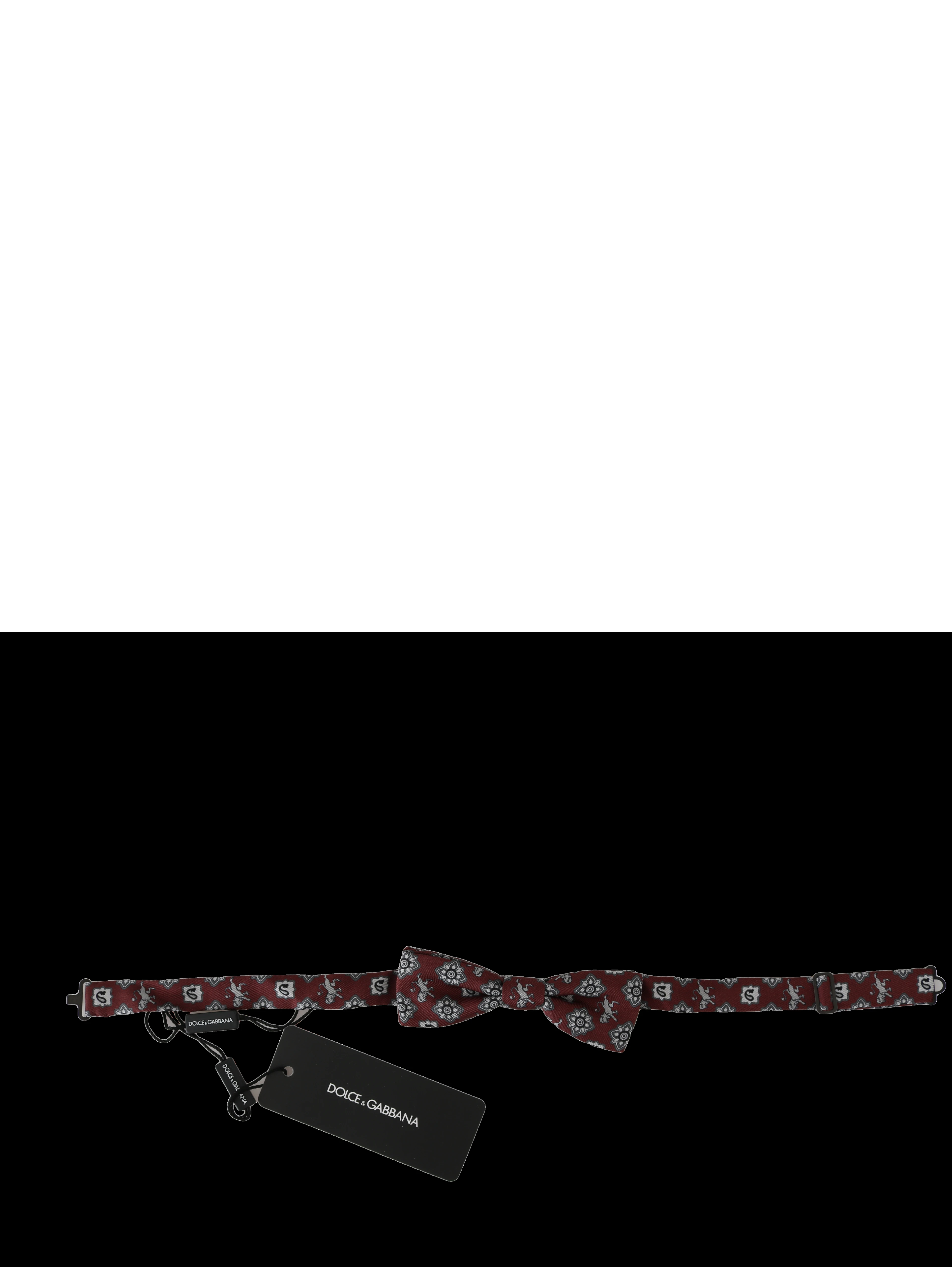 Men Bordeaux Maroon Lion Silk Adjustable Neck Bow Tie