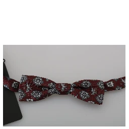 Men Bordeaux Maroon Lion Silk Adjustable Neck Bow Tie