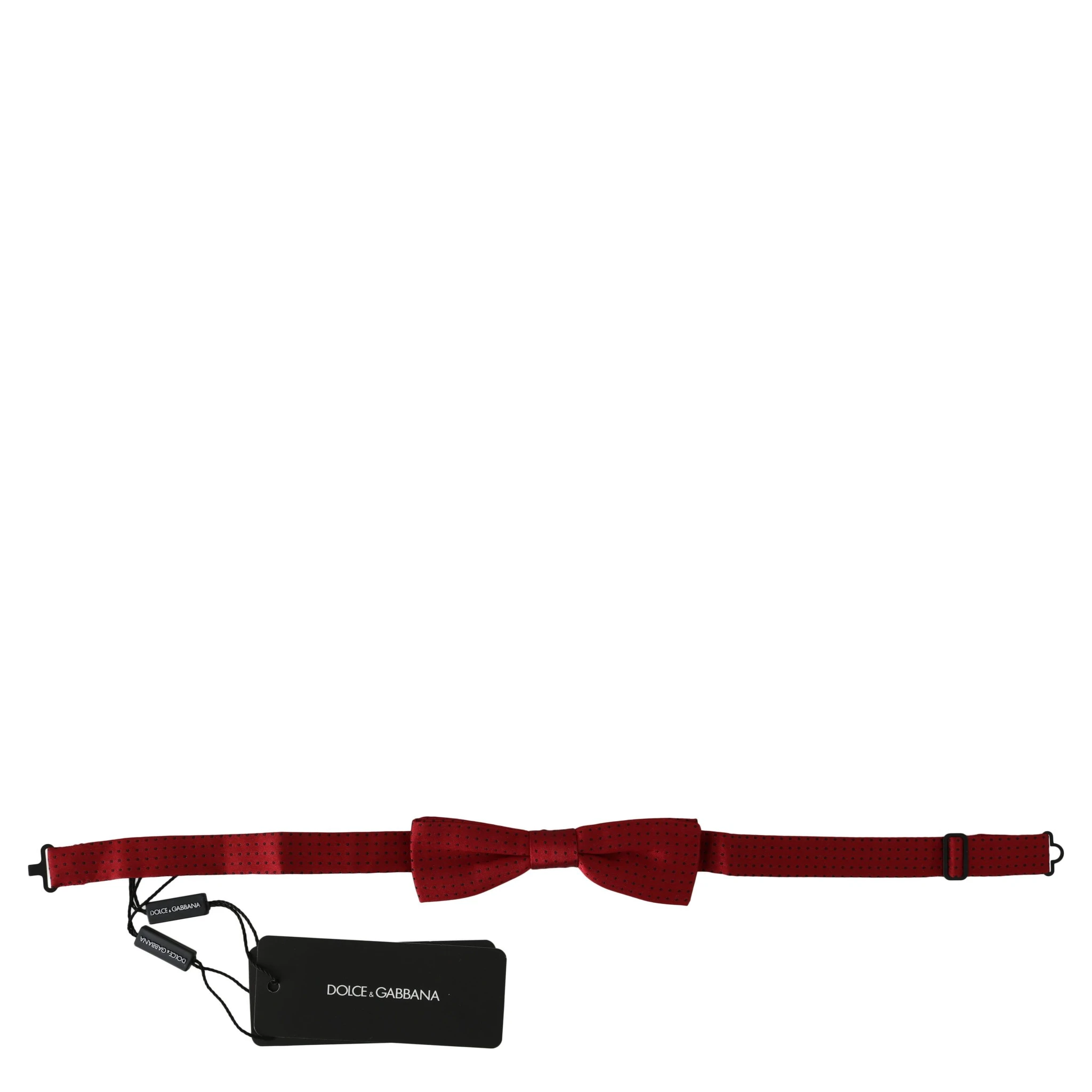 Red Dotted Silk Adjustable Neck Papillon Bow Tie