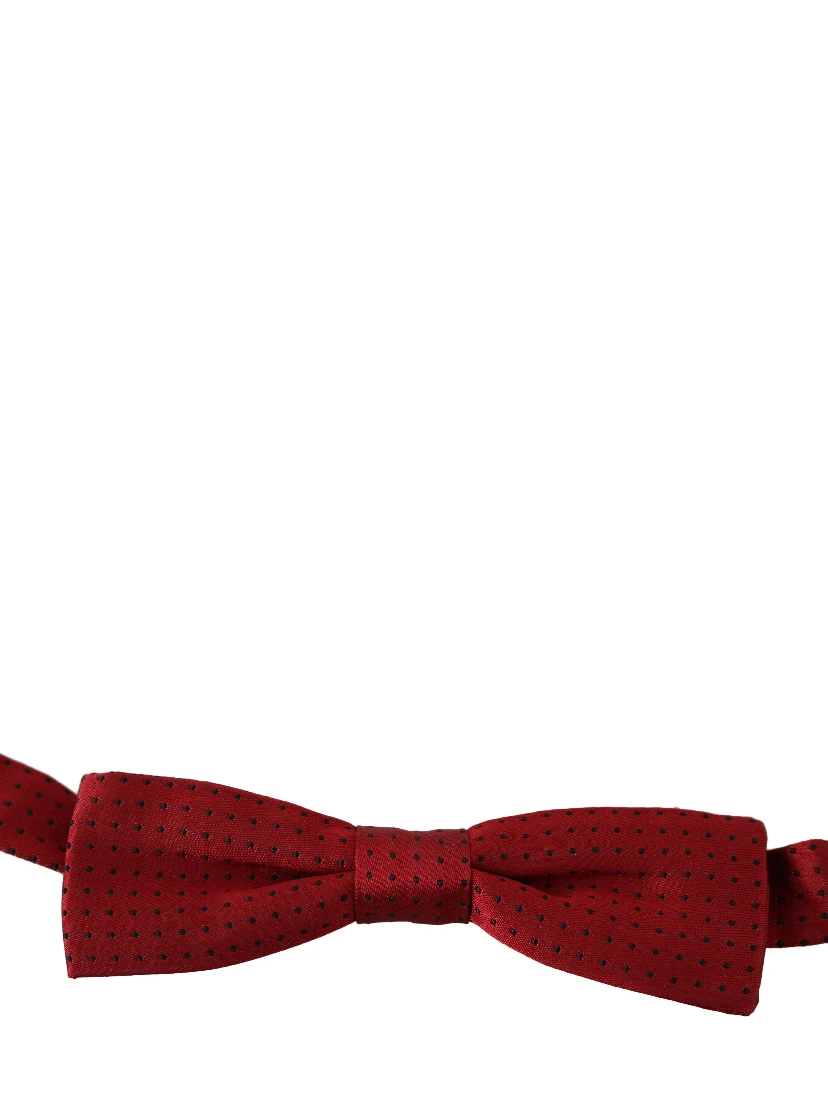 Red Dotted Silk Adjustable Neck Papillon Bow Tie