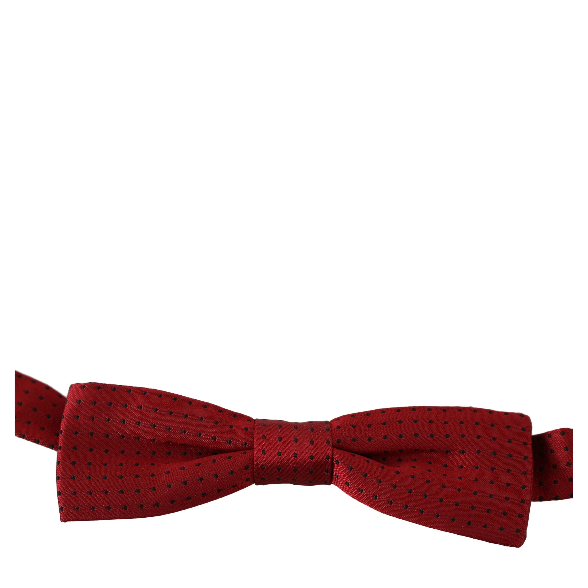 Red Dotted Silk Adjustable Neck Papillon Bow Tie