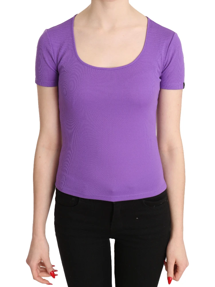 Purple 100% Polyester Short Sleeve Top  Blouse