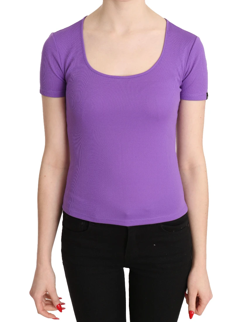 Purple 100% Polyester Short Sleeve Top  Blouse