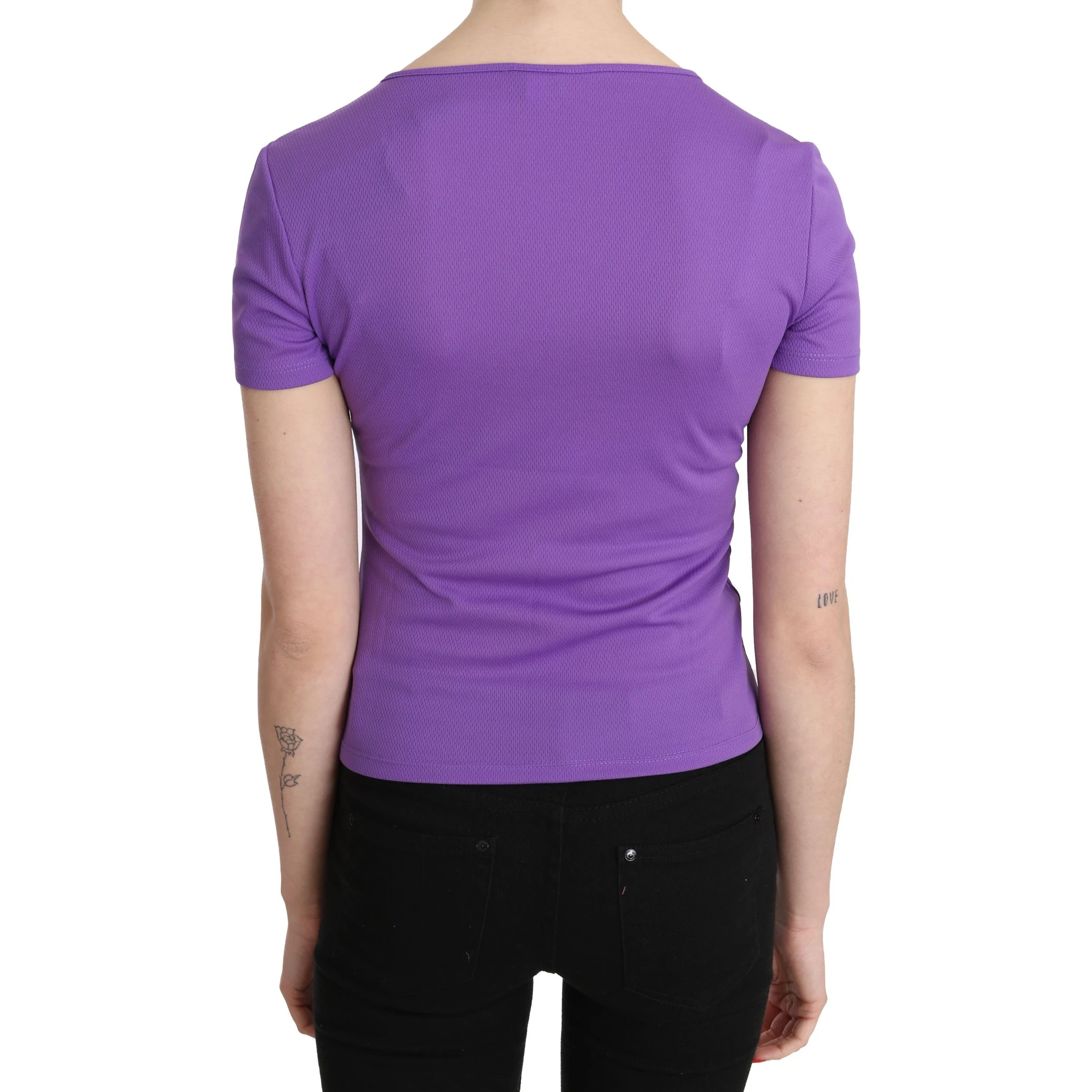 Purple 100% Polyester Short Sleeve Top  Blouse