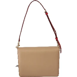 Purple Beige Red Leather Crossbody Purse Bag