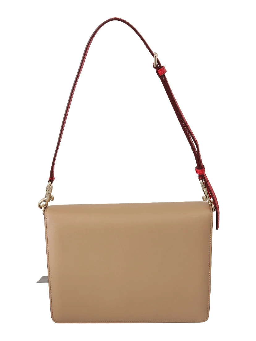 Purple Beige Red Leather Crossbody Purse Bag