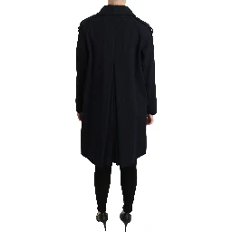 Coat Blue Cotton Women Trench Jacket