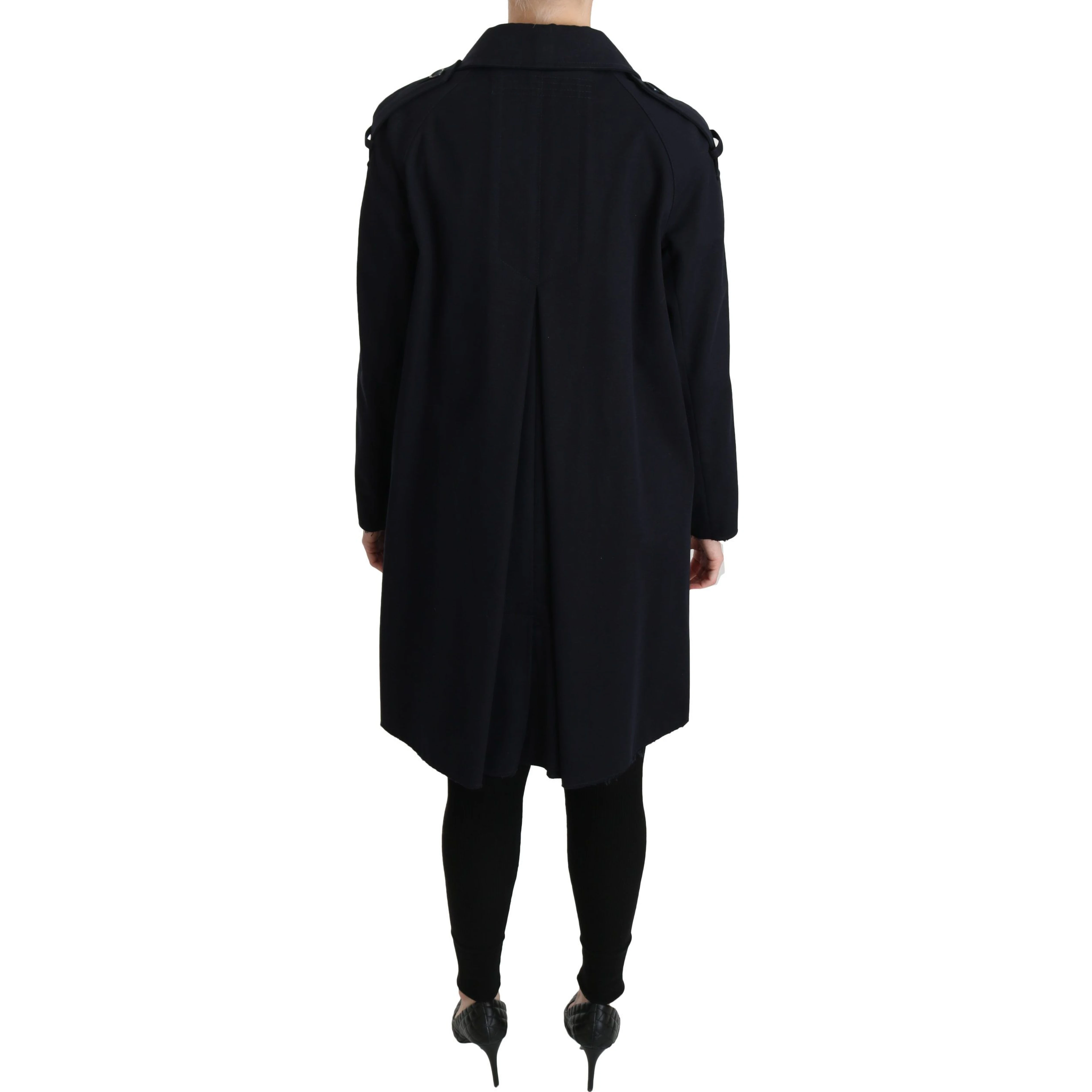 Coat Blue Cotton Women Trench Jacket