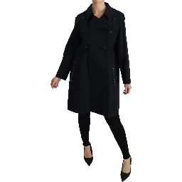 Coat Blue Cotton Women Trench Jacket