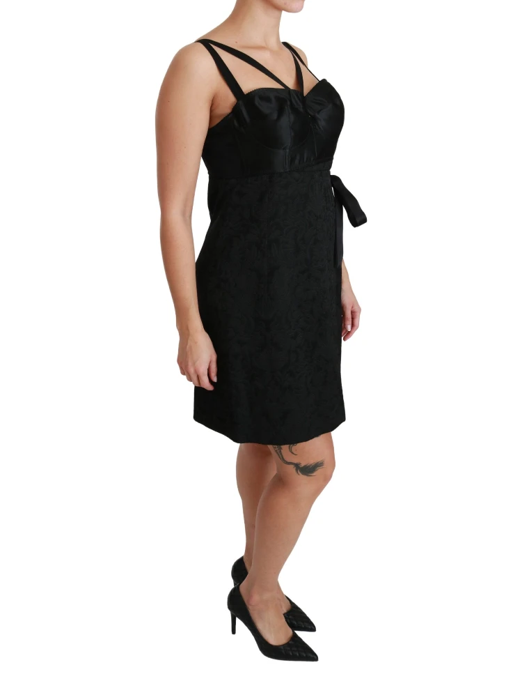 Black Stretch Satin Jacquard Mini Dress alternative