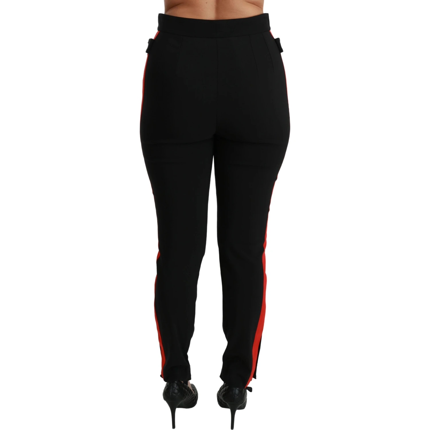 Black Skinny Stretch Fox Head Cotton Pants
