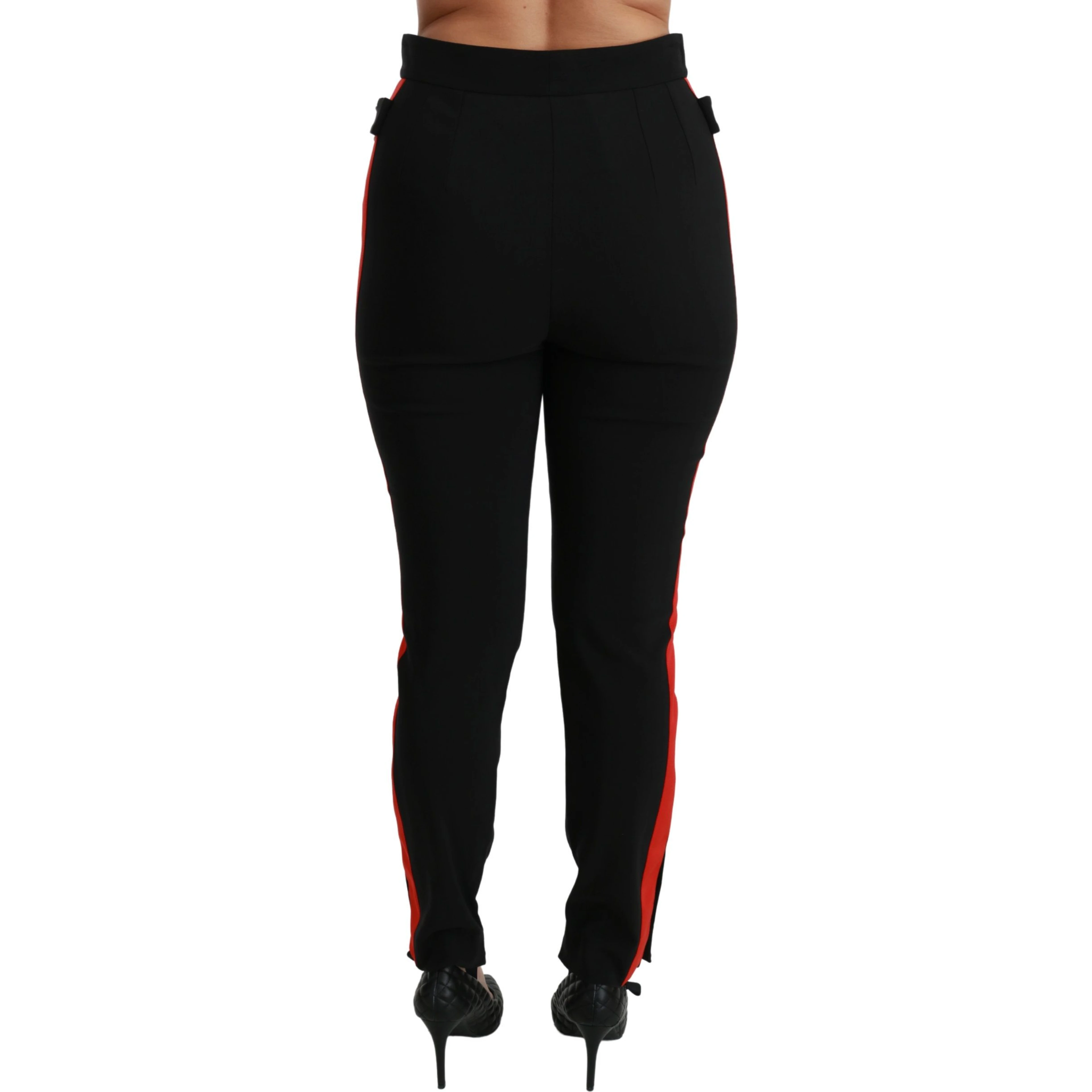 Black Skinny Stretch Fox Head Cotton Pants