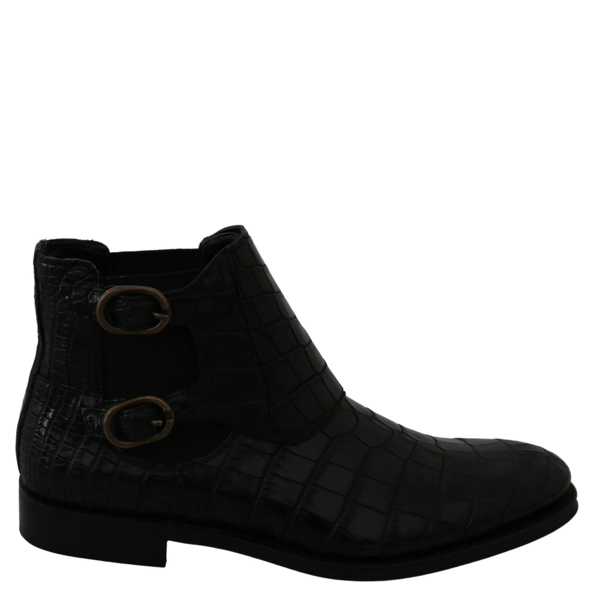 Black Crocodile Leather Derby Boots Shoes