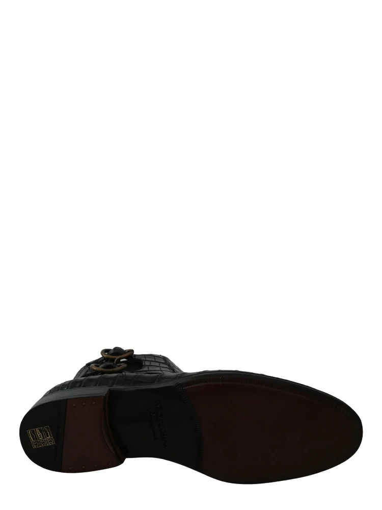 Black Crocodile Leather Derby Boots Shoes alternative