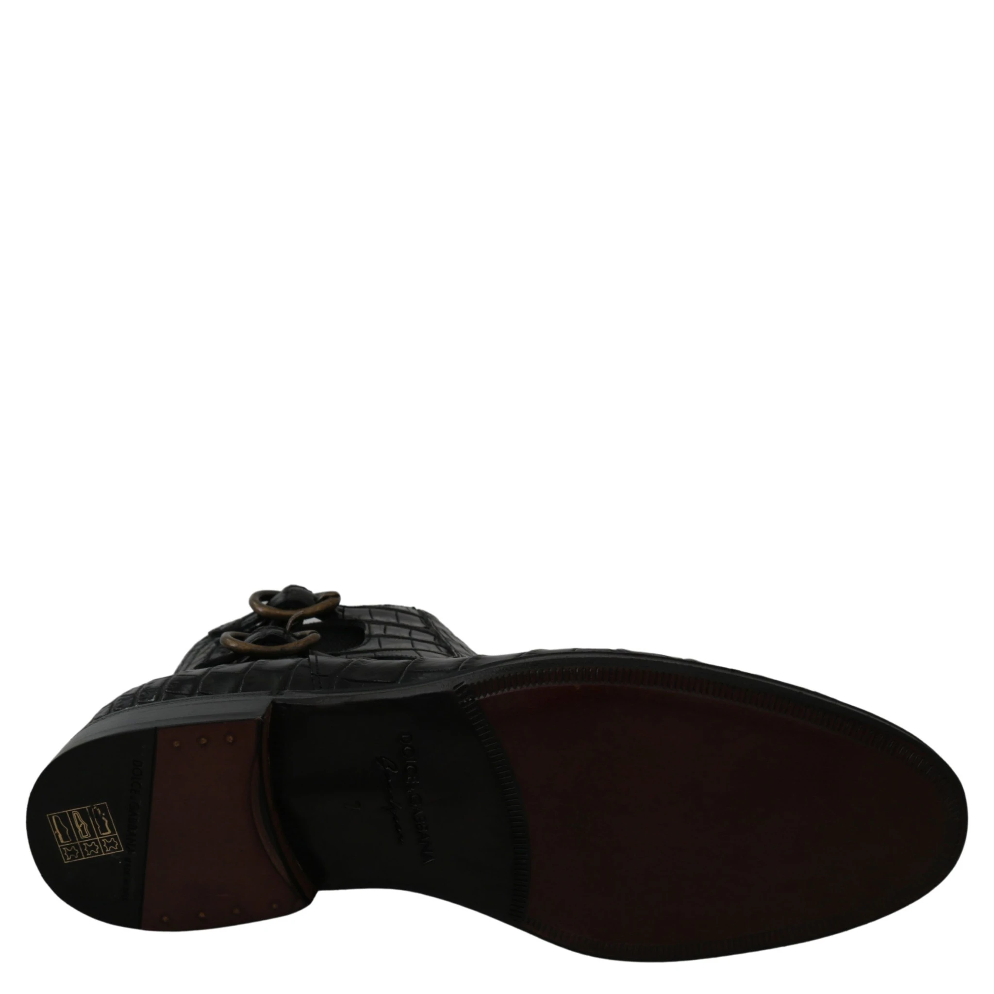 Black Crocodile Leather Derby Boots Shoes