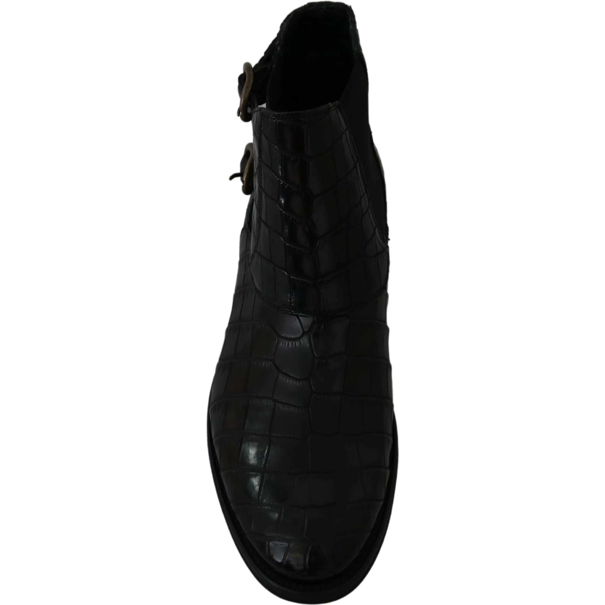 Black Crocodile Leather Derby Boots Shoes