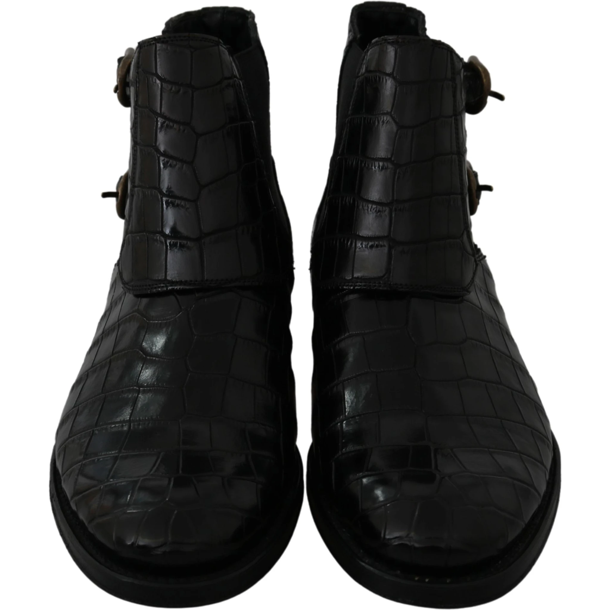 Black Crocodile Leather Derby Boots Shoes