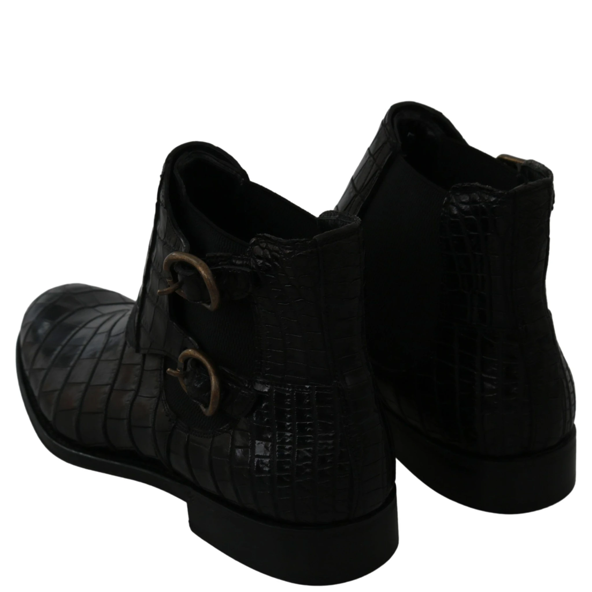 Black Crocodile Leather Derby Boots Shoes