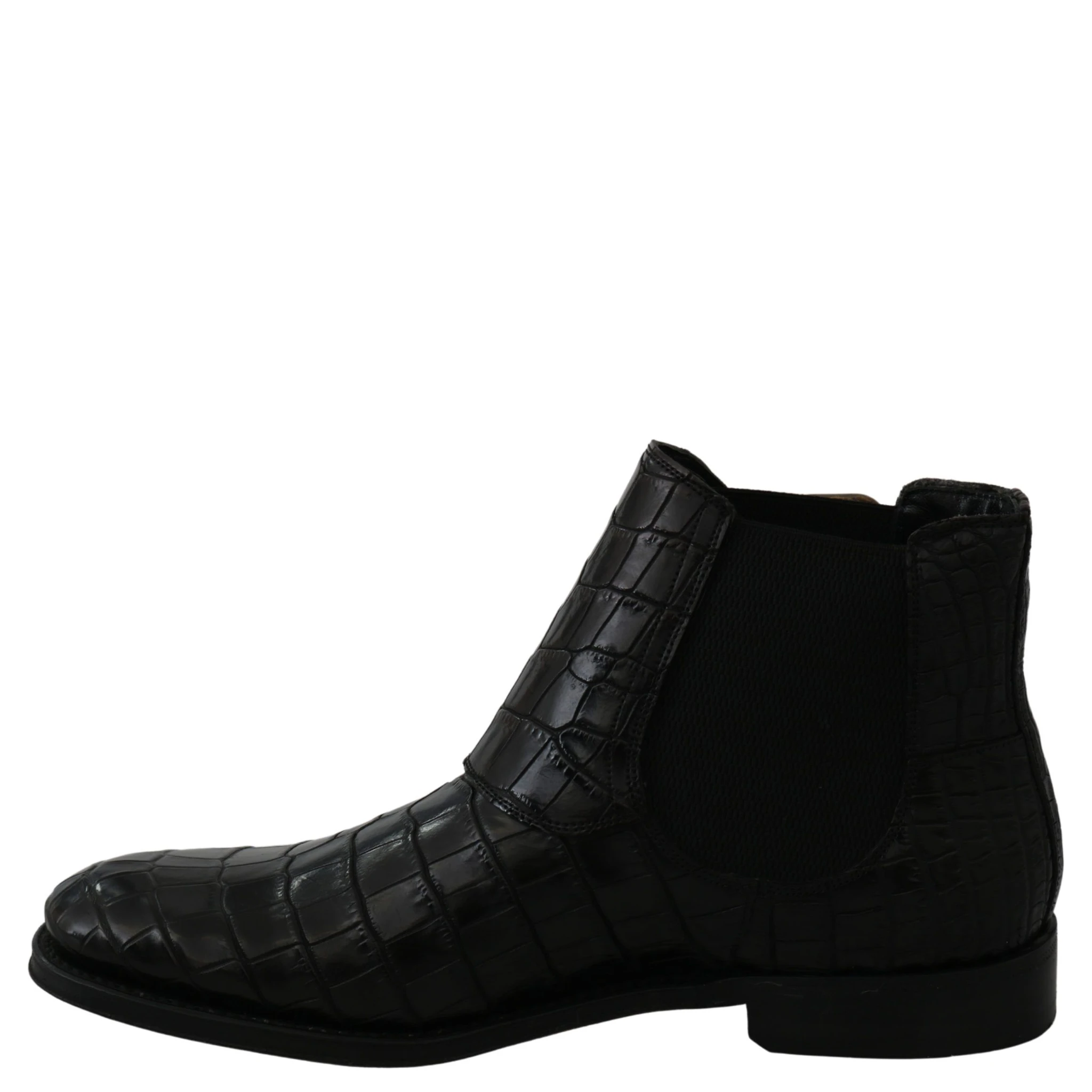 Black Crocodile Leather Derby Boots Shoes