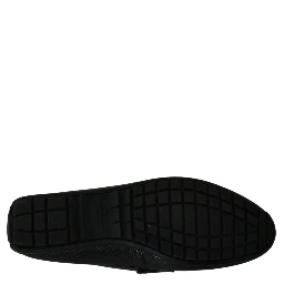 Black Lizard Leather Flat Loafers Shoes